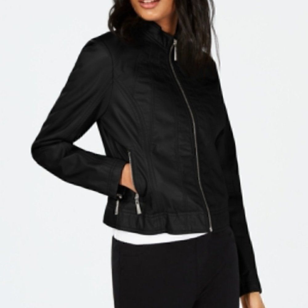Jou Jou Juniors' Vegan Leather Jacket Sz S